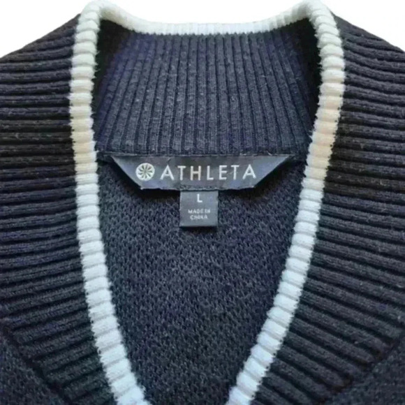 Athleta Venture Sweater Black White  Zipper Closure Cotton Women's size Large - Picture 10 of 15